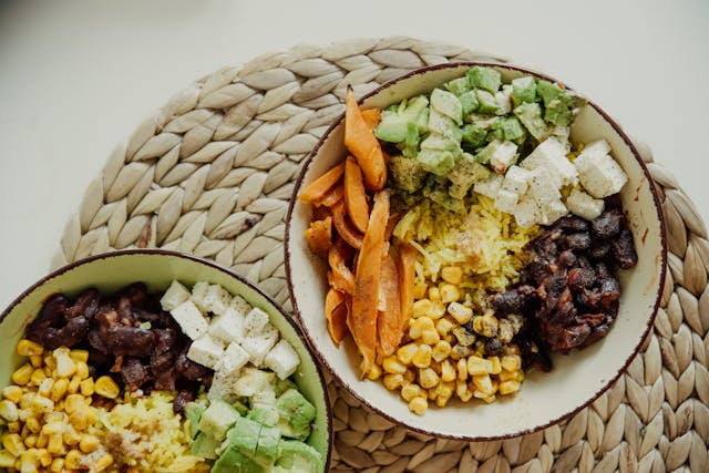 a buddha bowl with lots of veggies